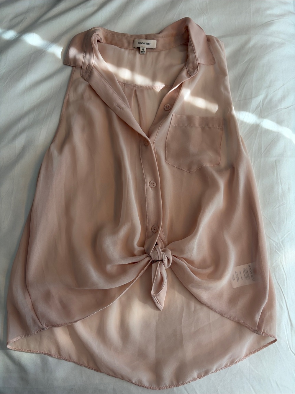 Aritzia Sunday Best Pale Blush Button Down Vest